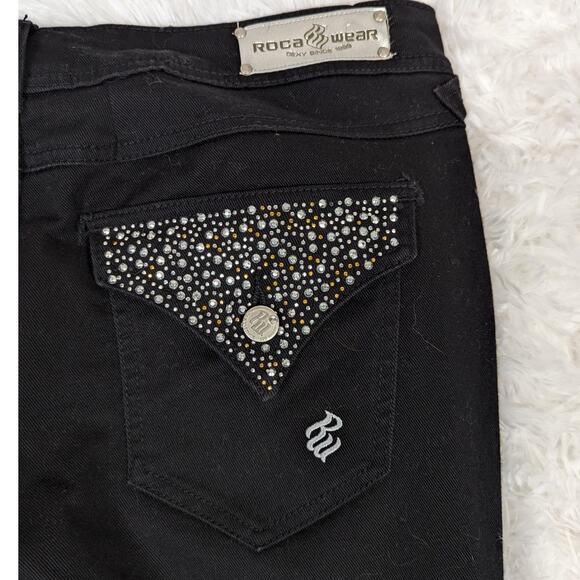 Y2K Vintage Rocawear Embellished Pockets Jeans Black Size 11 Roca Wear - Picture 8 of 12